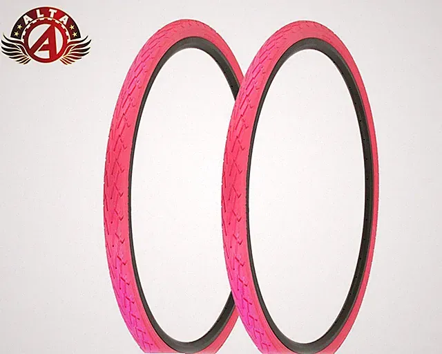 2 ALTA BICYCLE WIRE BEAD 700 x 40c PINK DURABLE TIREs CORDOBA SEMI-SLICK TREAD.