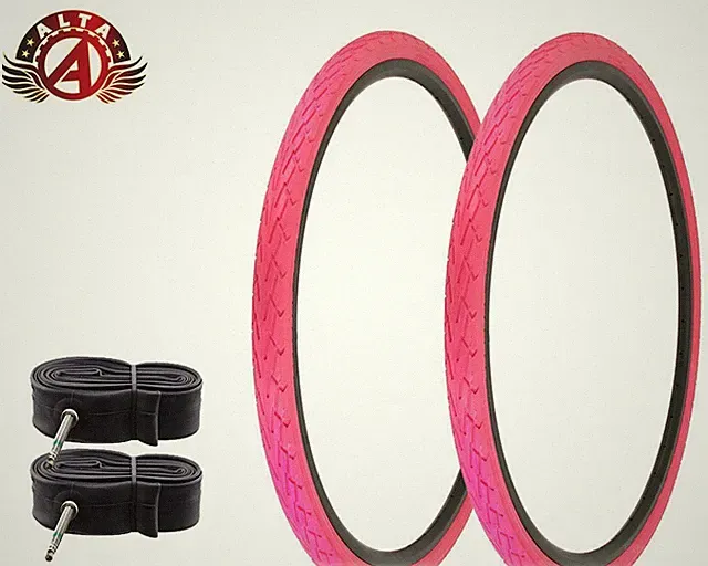 2 ALTA BICYCLE WIRE BEAD 700 x 40c PINK DURABLE TIREs CORDOBA w/60mm TUBES.