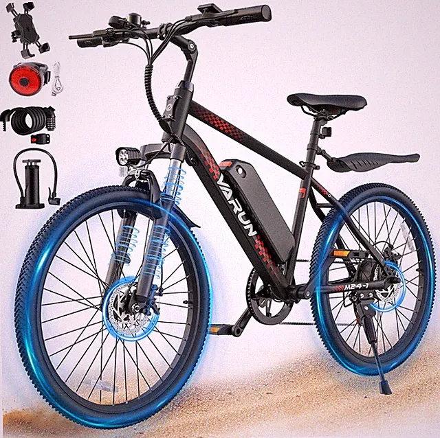 24" Electric Mountain Bike Peak 500W 36V Adult Ebike 7.8Ah LED Display 20MPH