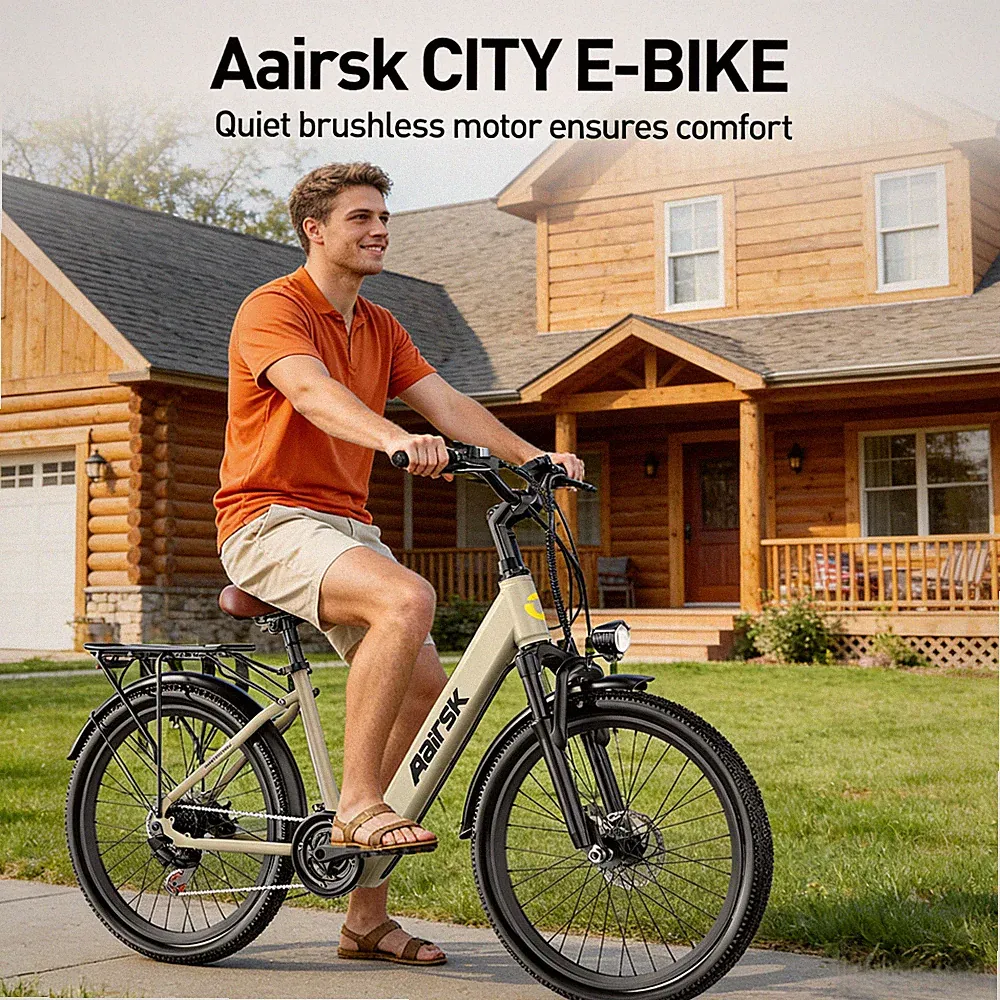 36V 13Ah 7-Speed 40 Miles，24" Electric Bike for Adults 748W Motor City Bicycle