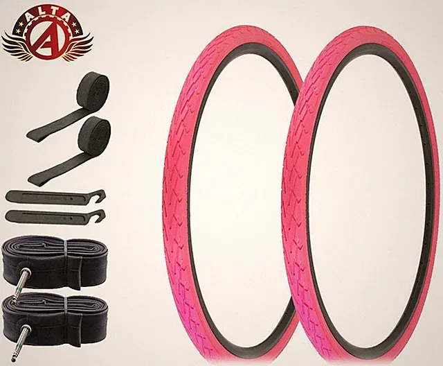 ALTA BICYCLE WIRE BEAD 700 x 40c PINK DURABLE TIREs CORDOBA w/60mm TUBES (8pc).