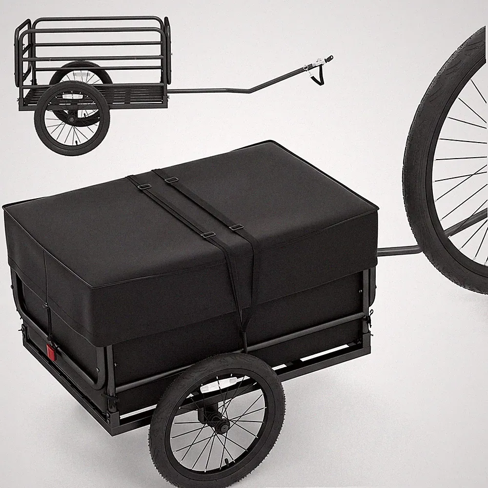 Bike Cargo Trailer, 220 LBS Metal Bicycle Wagon Cart w/Universal Hitch&16” Tires