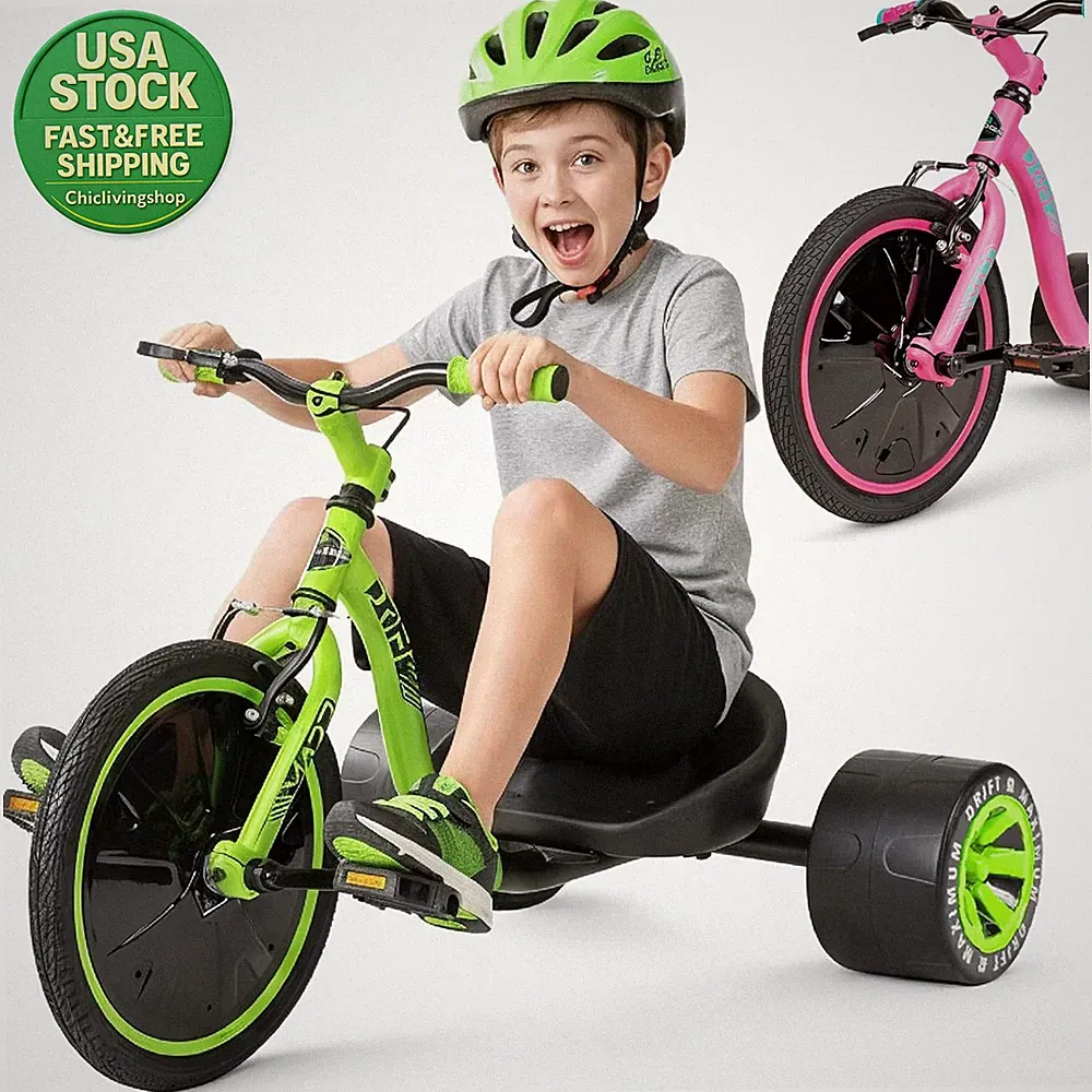 Drift Trike for Kids 5 Years Adjustable Seat Steel Frame 16 Inch Front Wheel