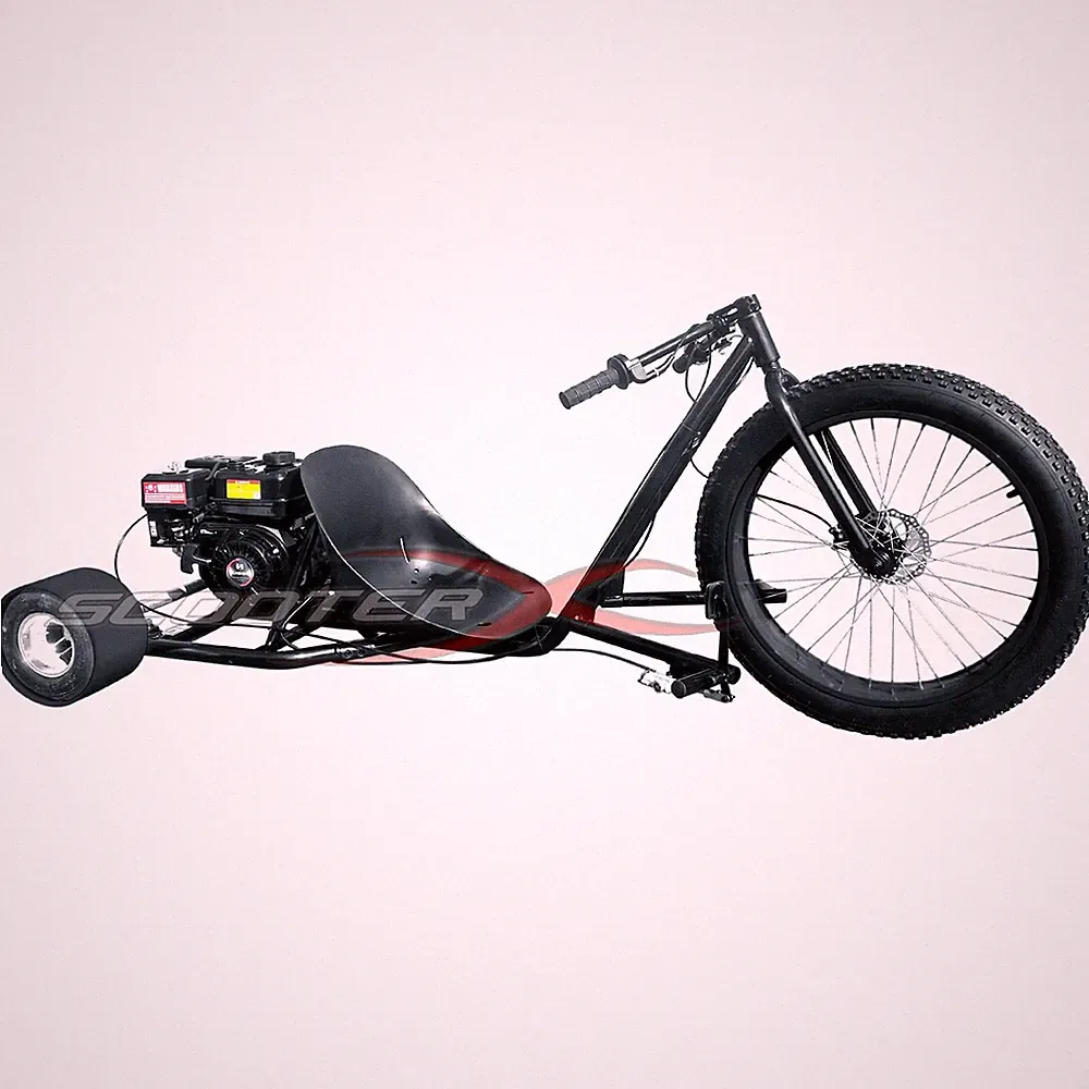 Drift Trike Gas Powered 6.5HP 3 Wheel Big Black Cart Go Kart Bike Motor Wheeler