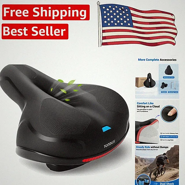 Ergonomic Bike Seat with Dual Shock Absorbers for Men & Women, 286 lbs Capacity