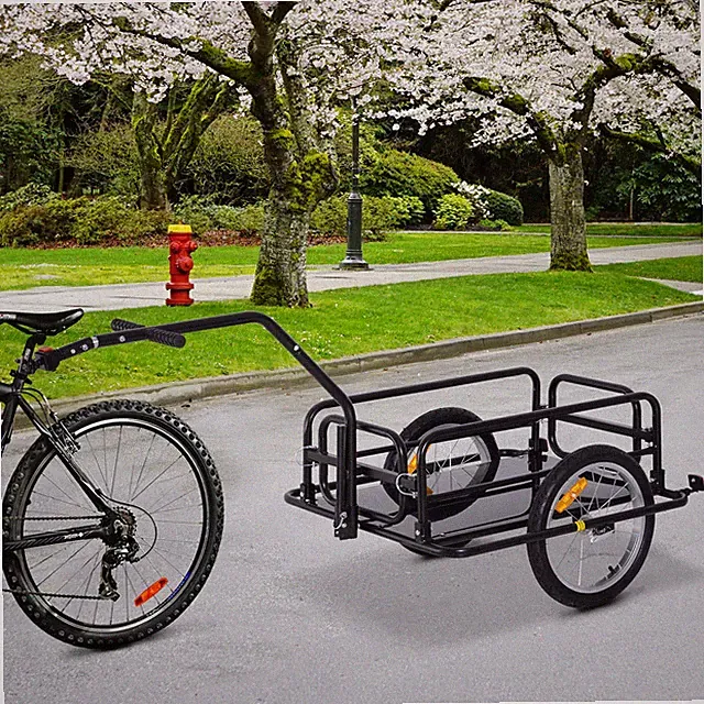 Folding Bicycle Cargo Storage Cart and Luggage Trailer with Hitch - Black
