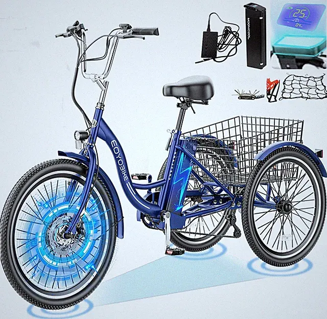 H&ZT Electric Tricycle for Adults, Peak 700W Electric Trike Electric Bike 26inch