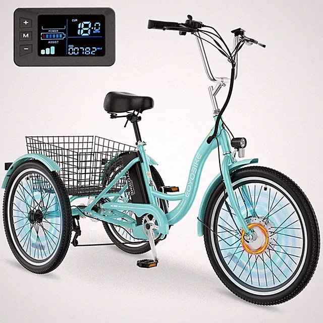 NAIZEA 24" 26” Adult Electric Trike Tricycle 350W 36V Lithium Battery w/ Basket